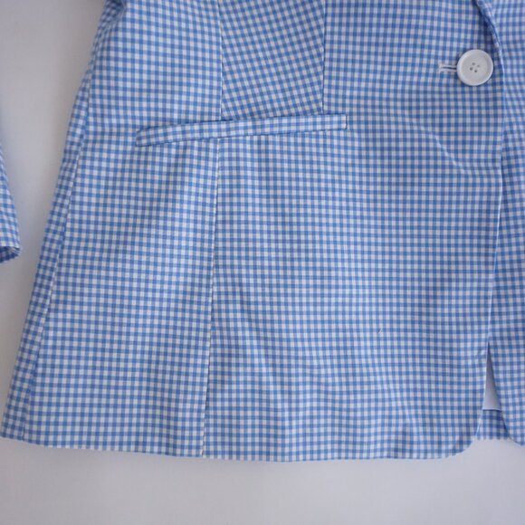 Talbots Blue Gingham Check Blazer Preppy Cottagecore Spring Layering Jacket 8 - Picture 7 of 11